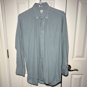 Peter Millar M Teal Check Button Down w/ Pocket Square